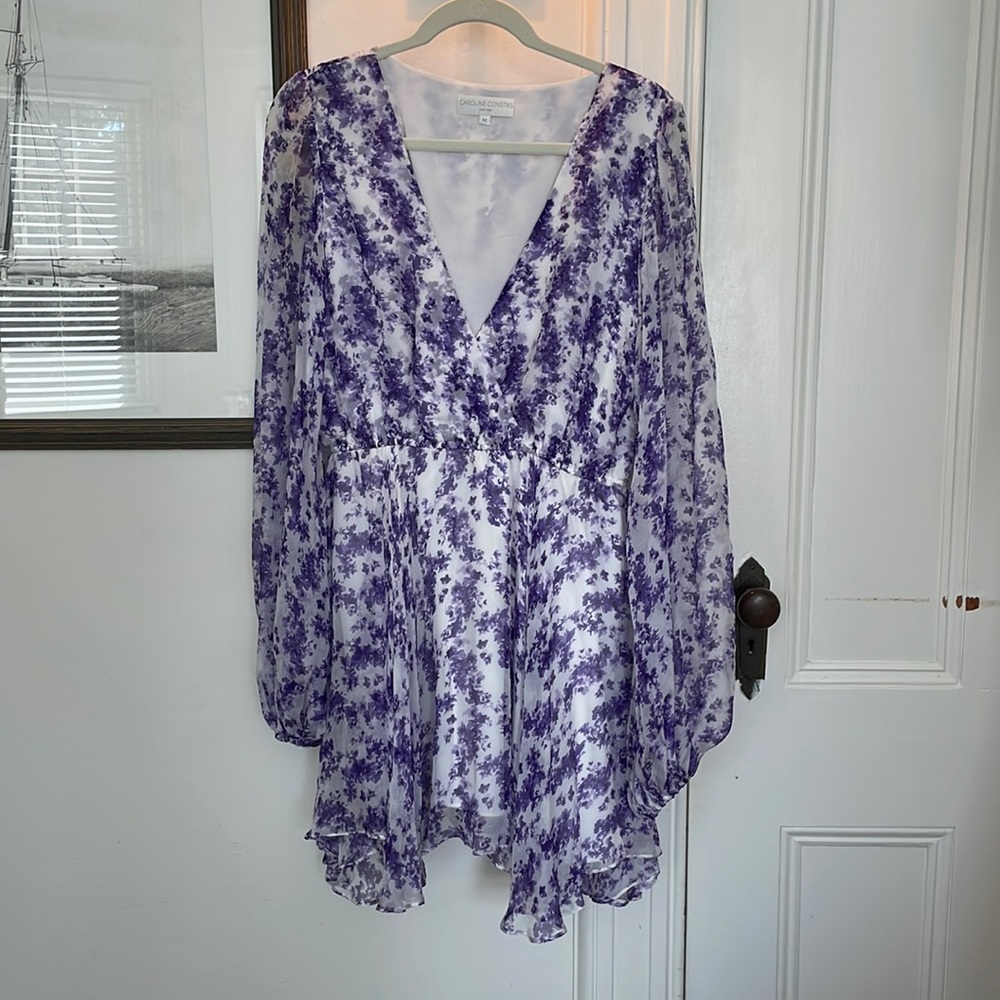 Caroline Constas long sleeve purple floral dress